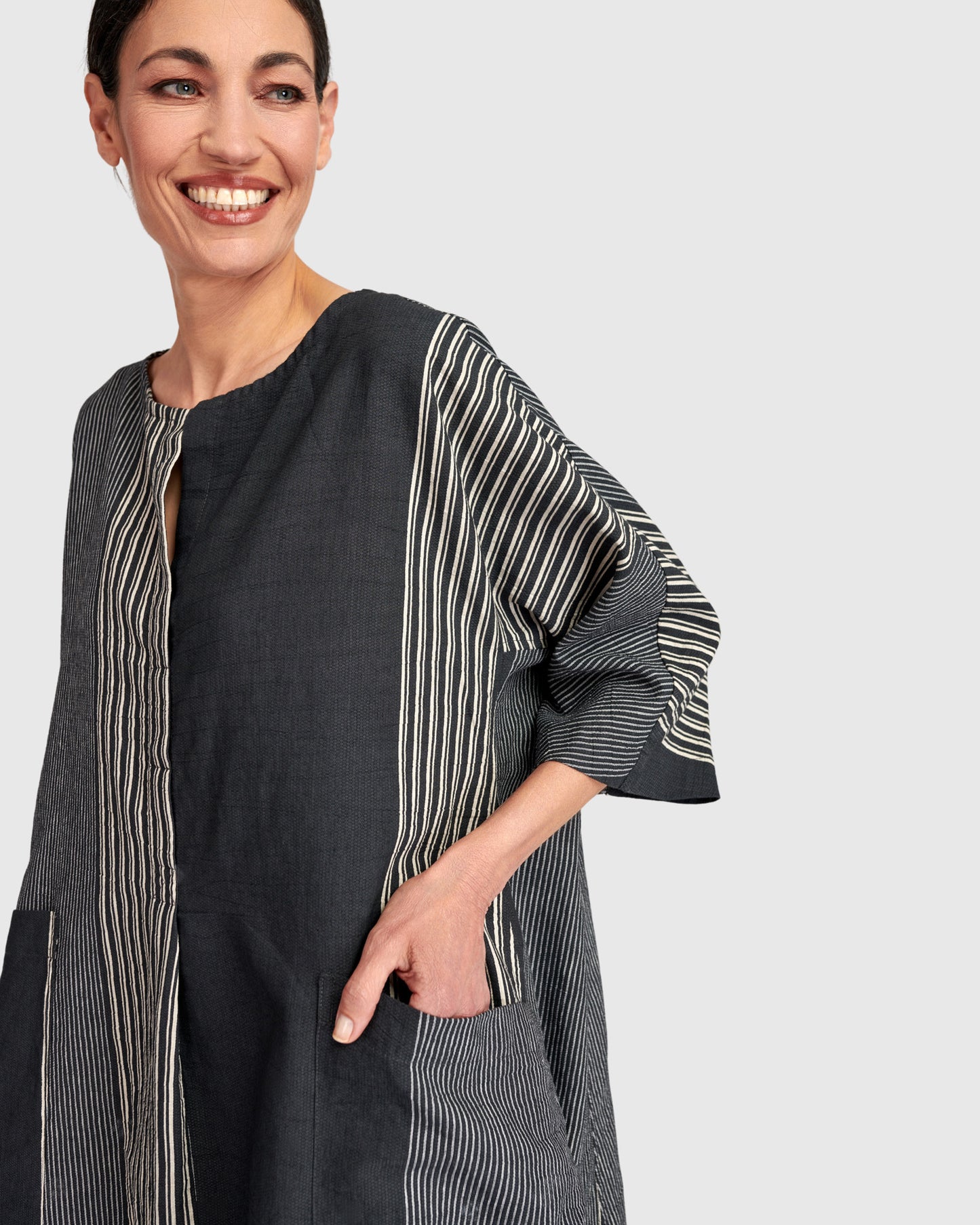 שמלה אורבן אוברסייז פשתן אפור