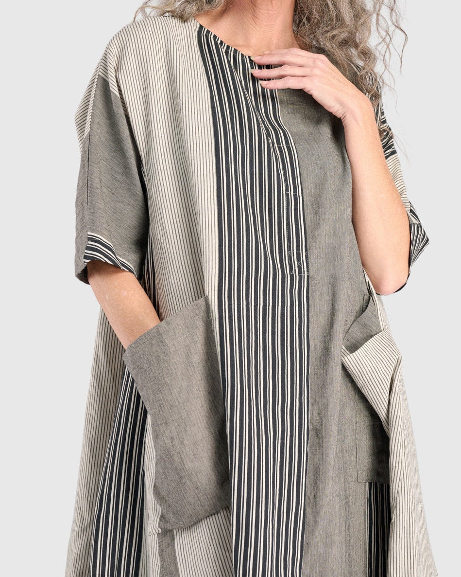 שמלה אורבן אוברסייז פשתן אבן