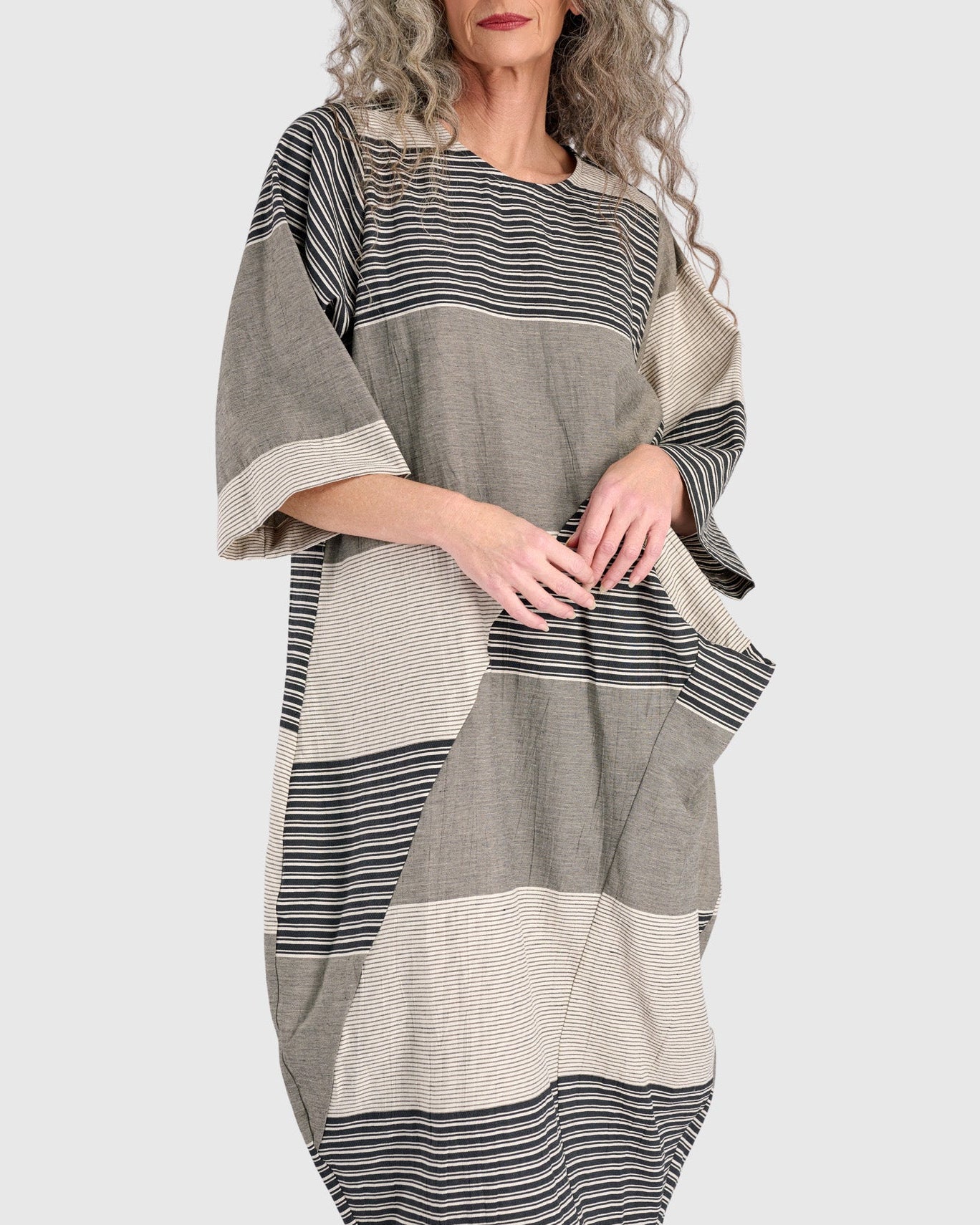 שמלה אורבן כיס פשתן אבן