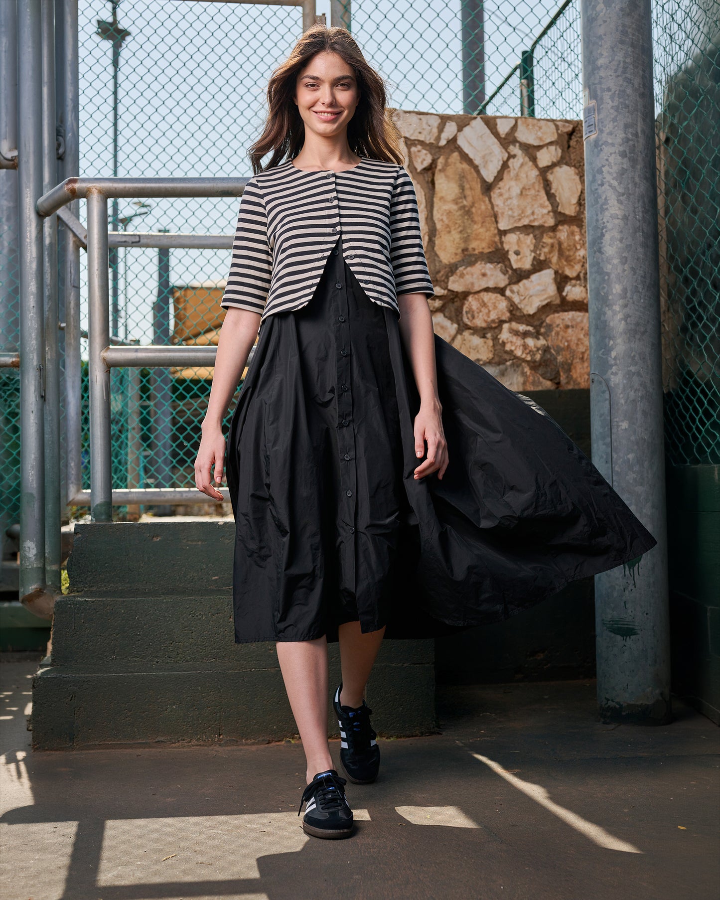 שמלה אורבן 2 שכבות פסים