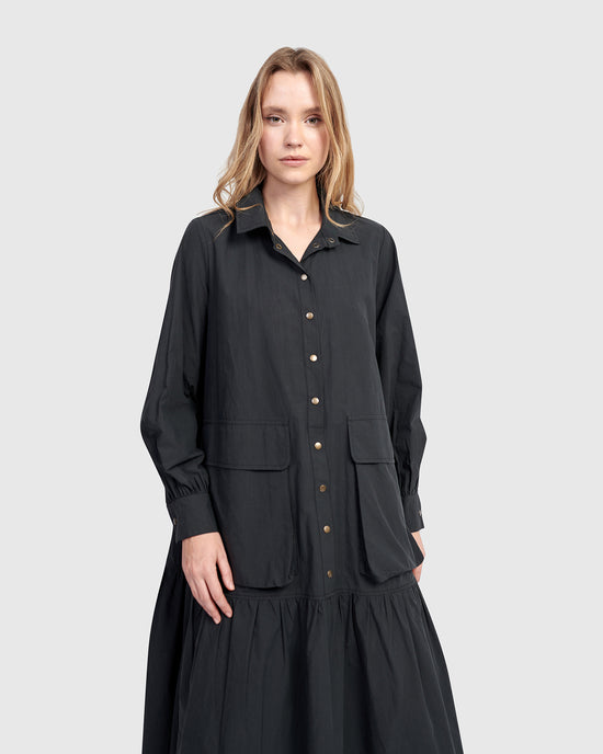 שמלה אורבן כותנה שחורה