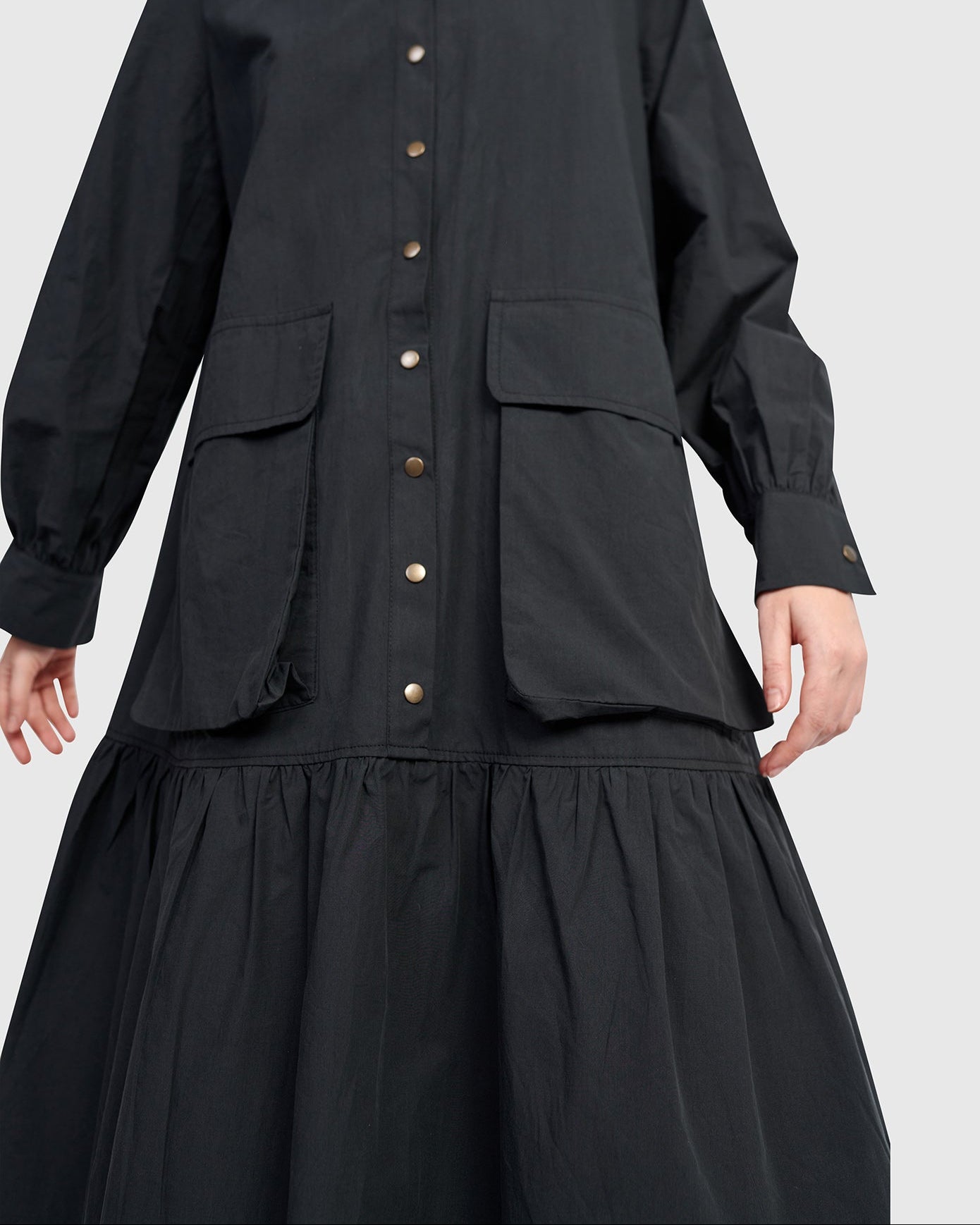 שמלה אורבן כותנה שחורה