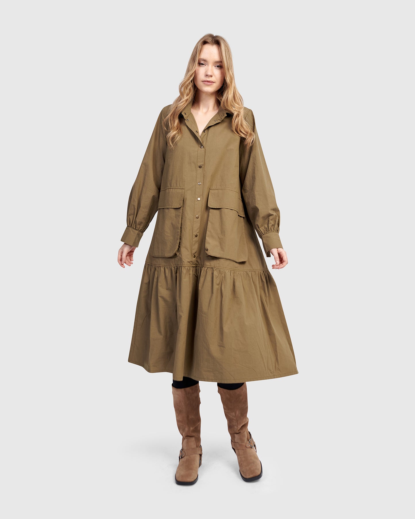 שמלה אורבן כותנה חאקי