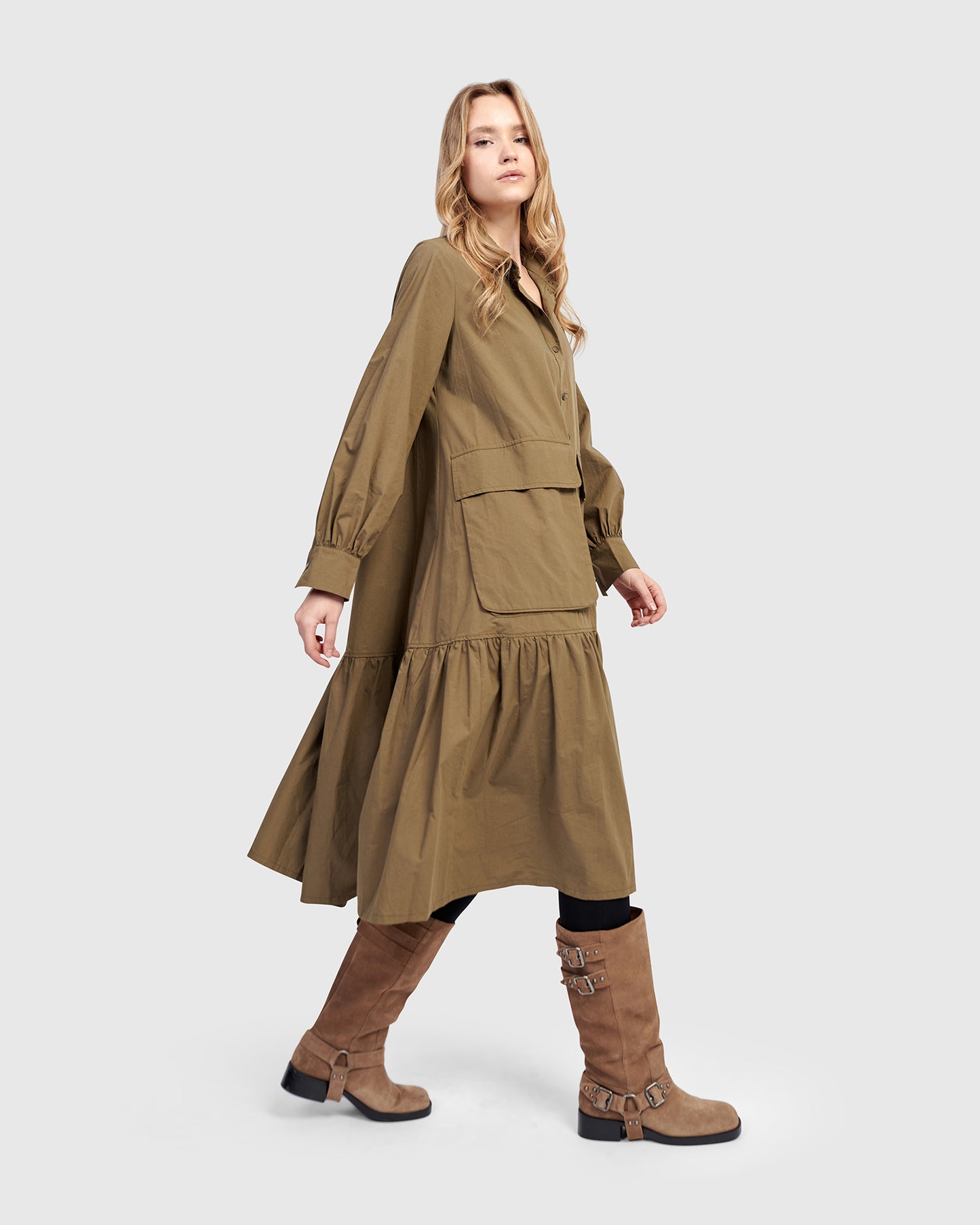 שמלה אורבן כותנה חאקי