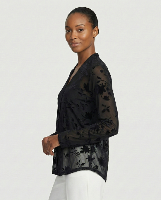 טוניקה דובדבנית פרח קטיפה שחור