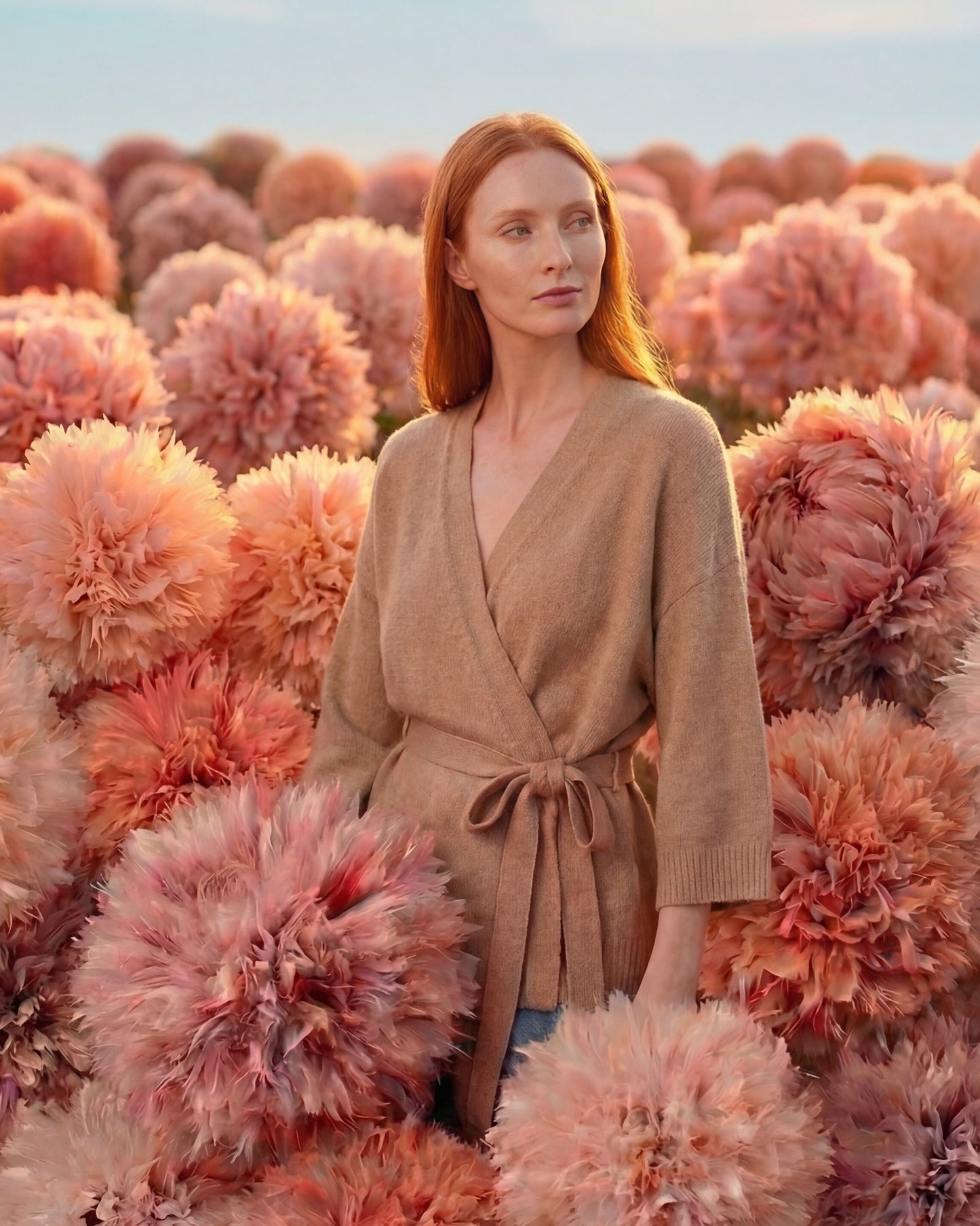 קרדיגן קימונו חול