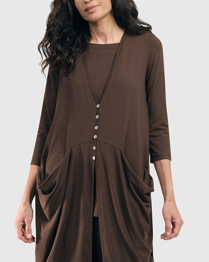 קרדיגן נילי ארוך חום