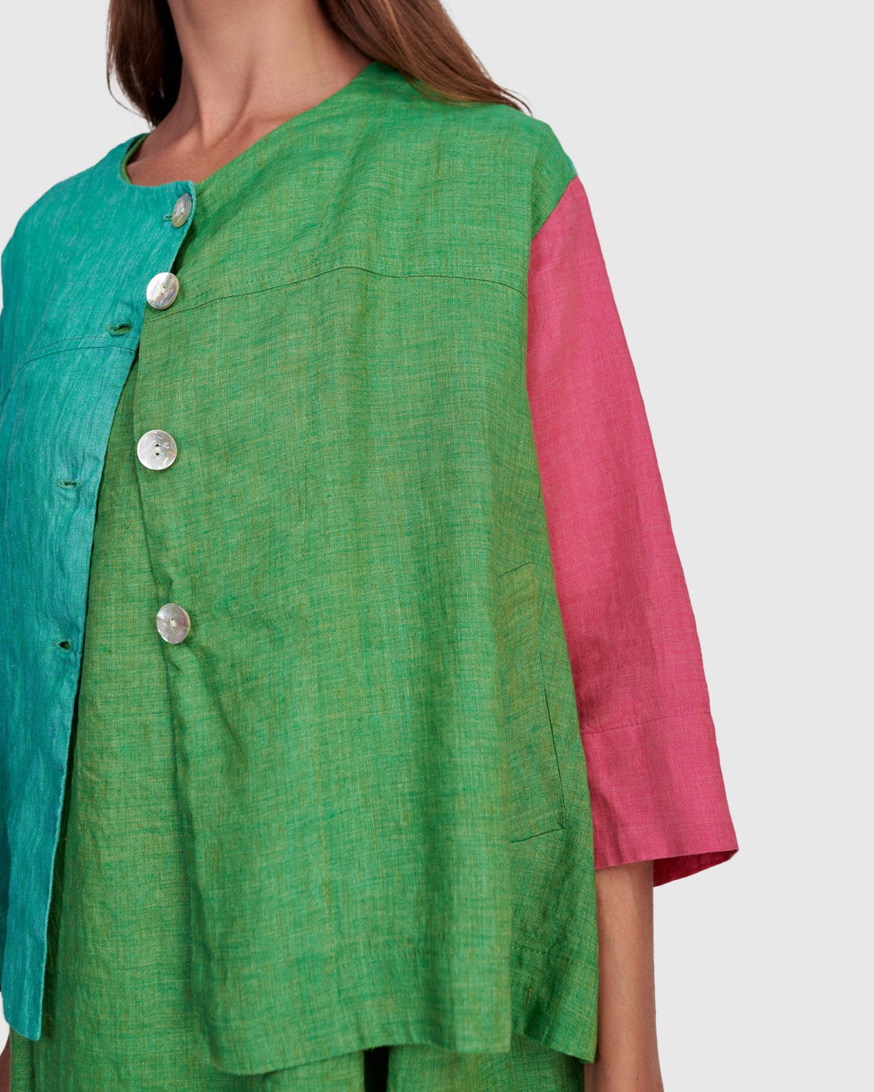 ז'קט פשתן קולורבלוק טרופיקל