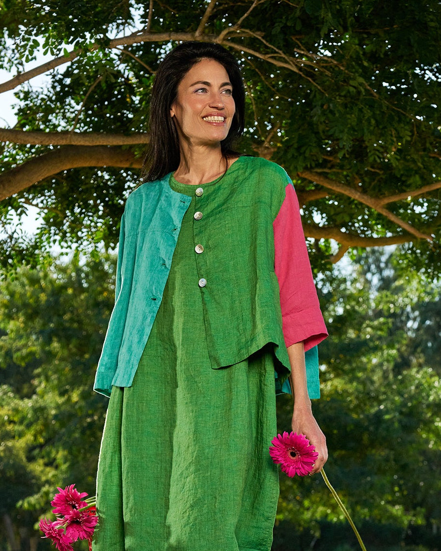 שמלה גופייה פשתן ירוקה