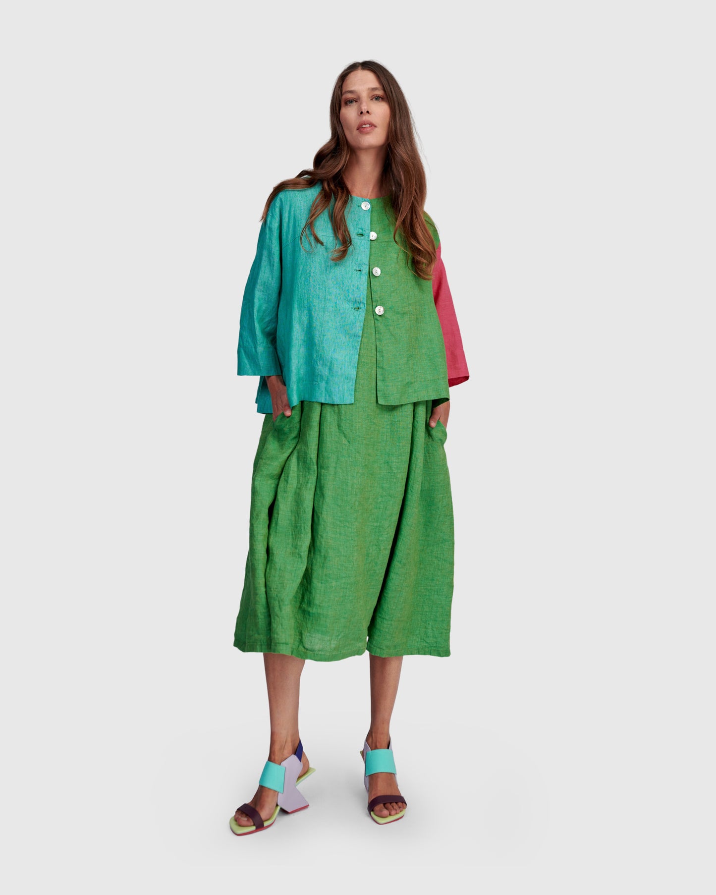 ז'קט פשתן קולורבלוק טרופיקל