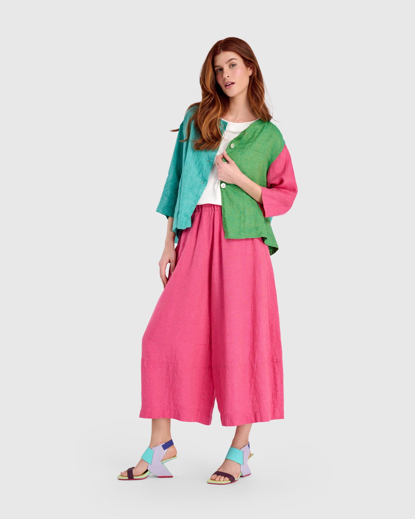 ז'קט פשתן קולורבלוק טרופיקל