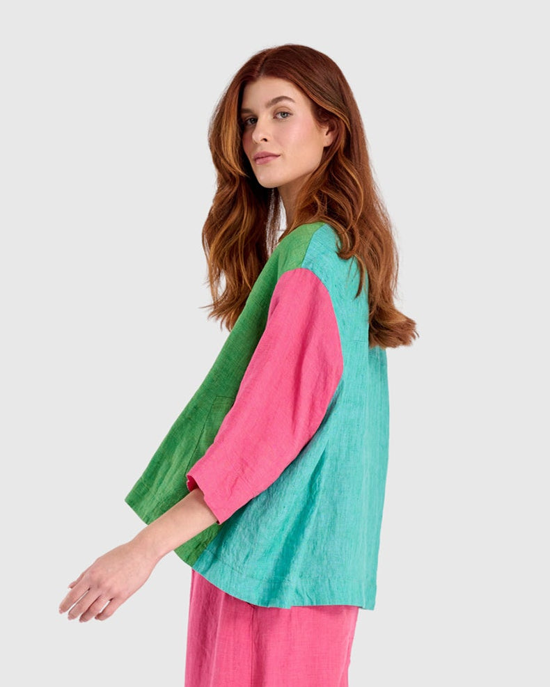 ז'קט פשתן קולורבלוק טרופיקל