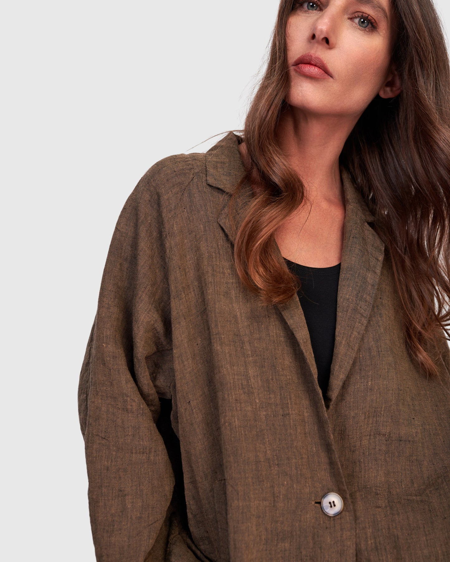 ז'קט פשתן חום