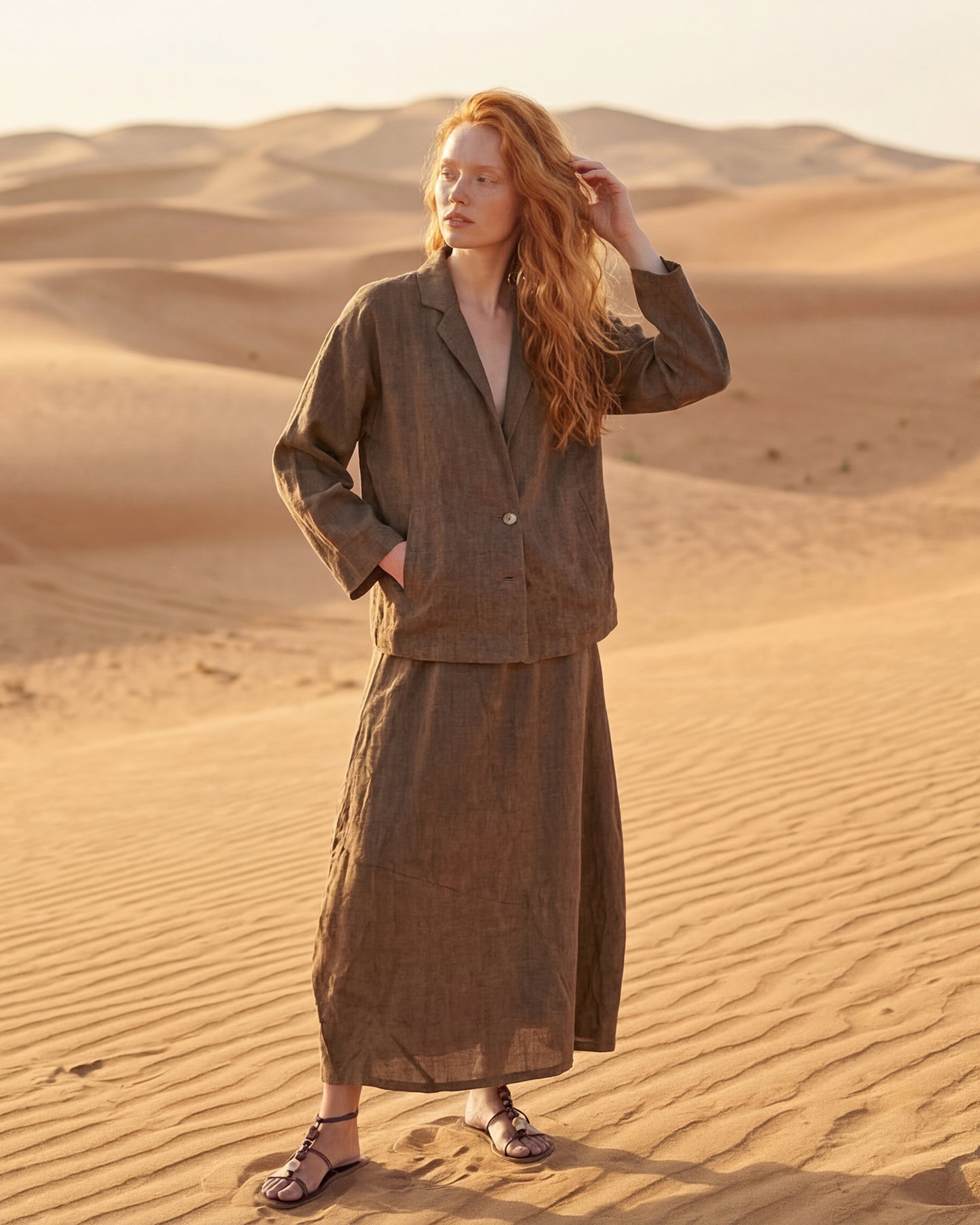 ז'קט פשתן חום