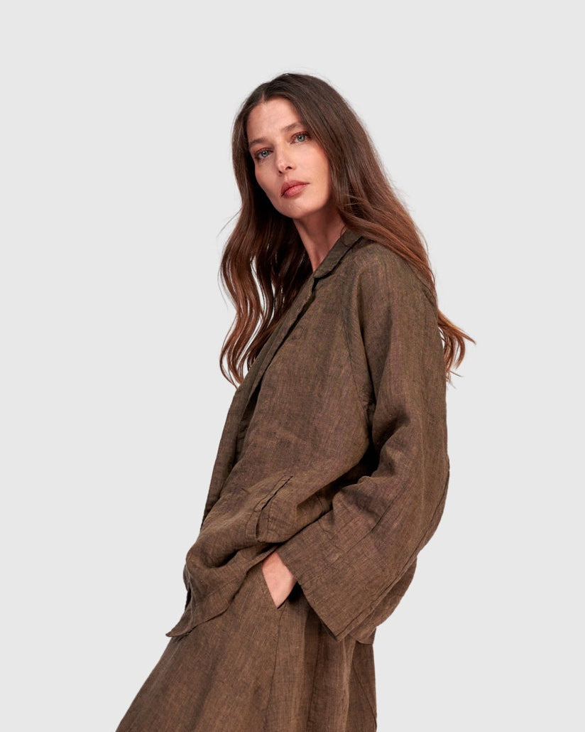 ז'קט פשתן חום