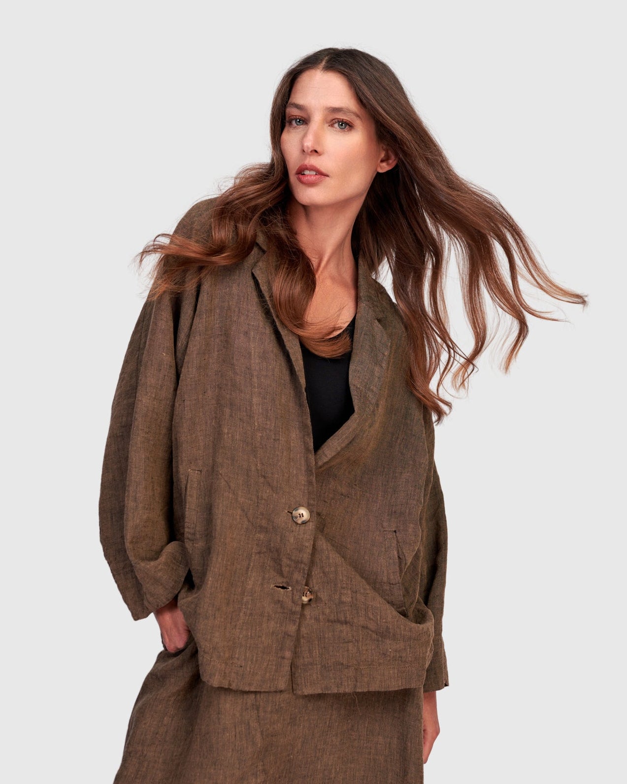 ז'קט פשתן חום