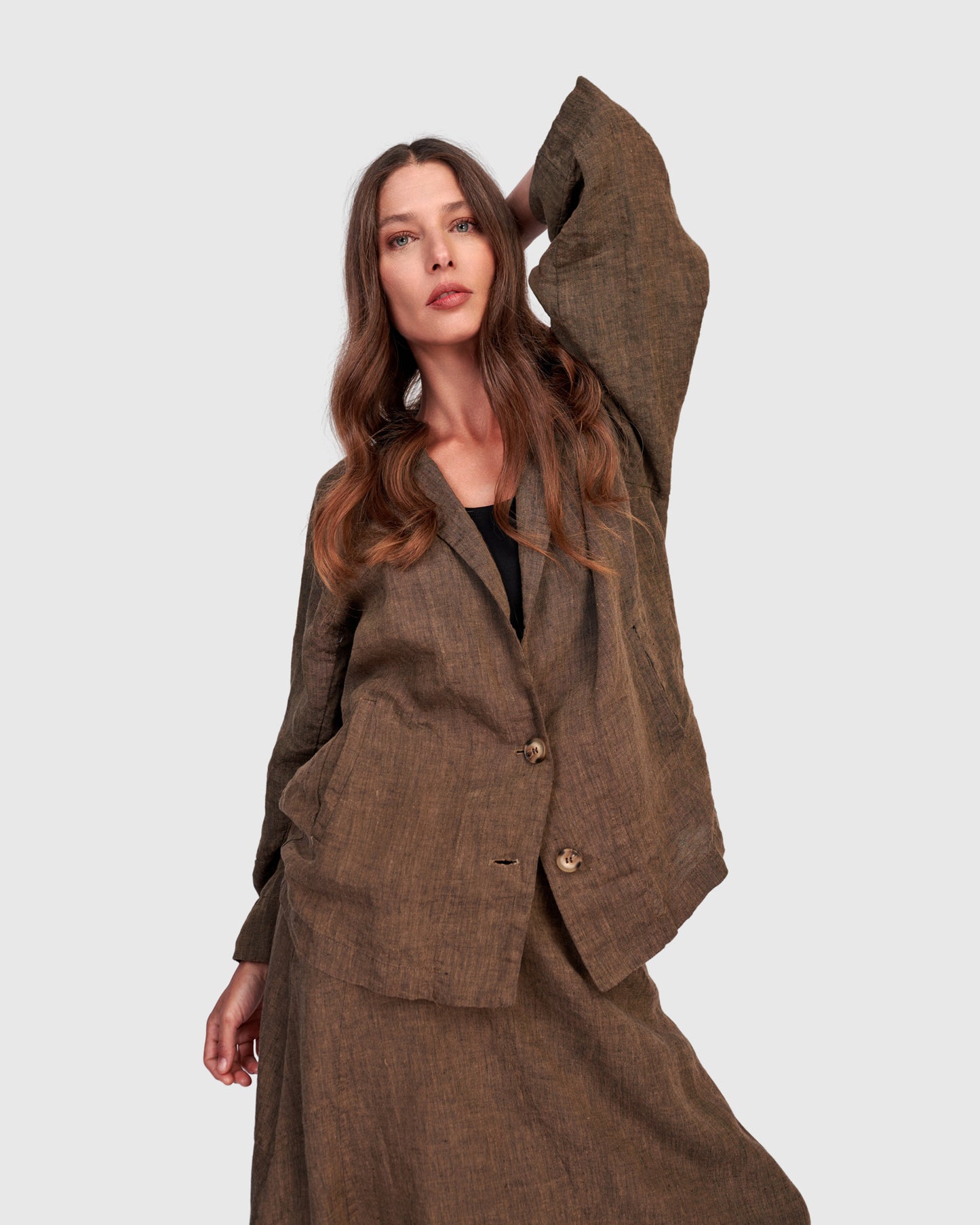 ז'קט פשתן חום