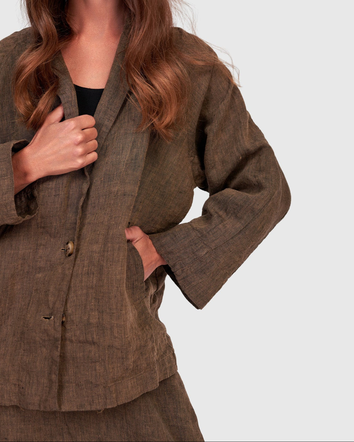 ז'קט פשתן חום