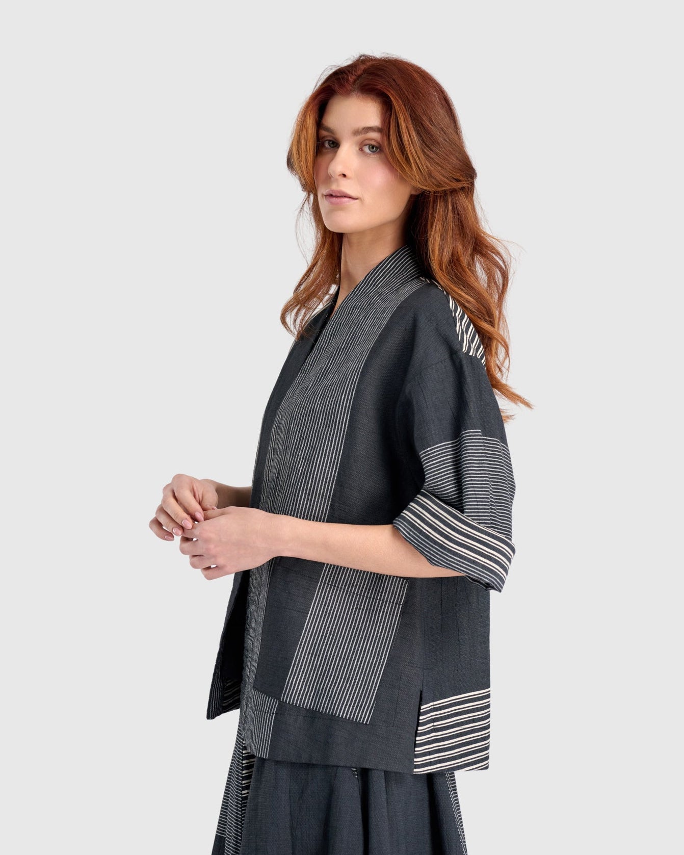 ז'קט אורבן פשתן אפור