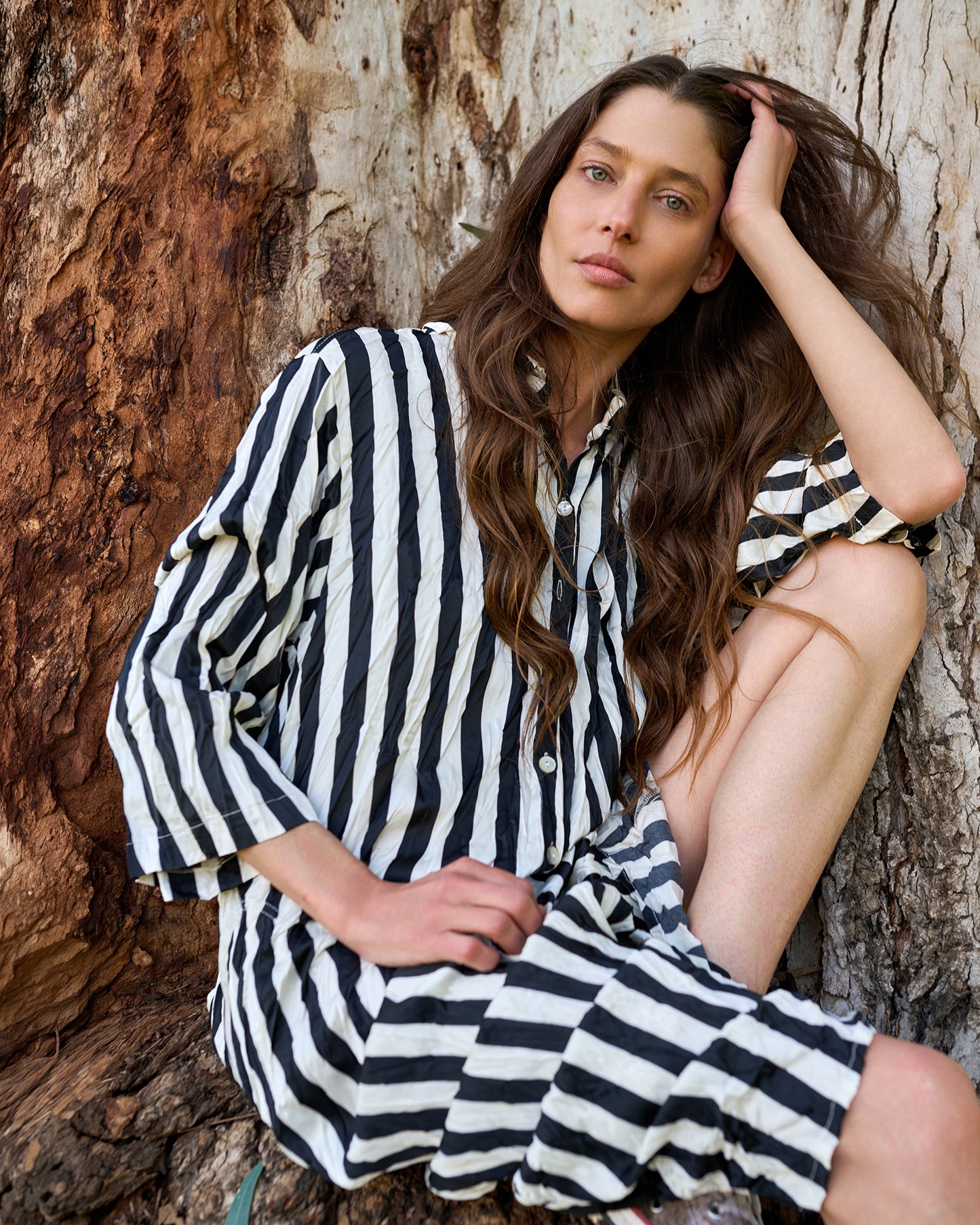 שמלה יוסף פסים שחור לבן