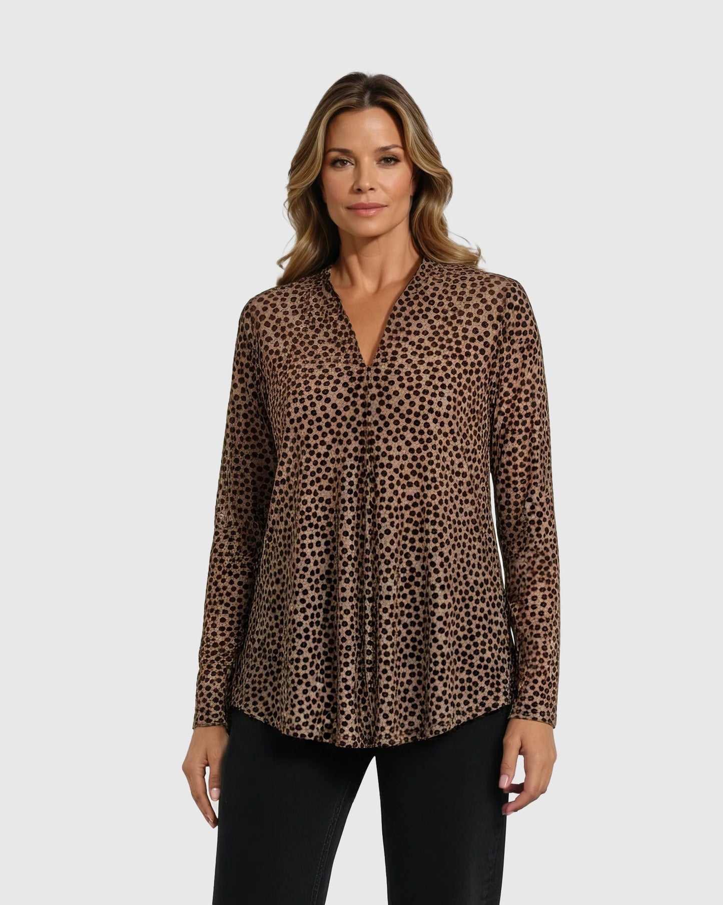 טוניקה דובדבנית נקודות קטיפה קטנות