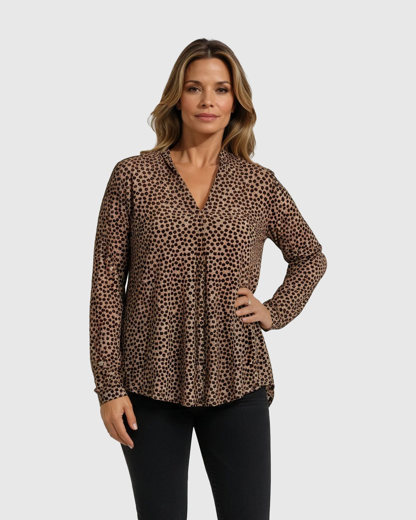 טוניקה דובדבנית נקודות קטיפה קטנות