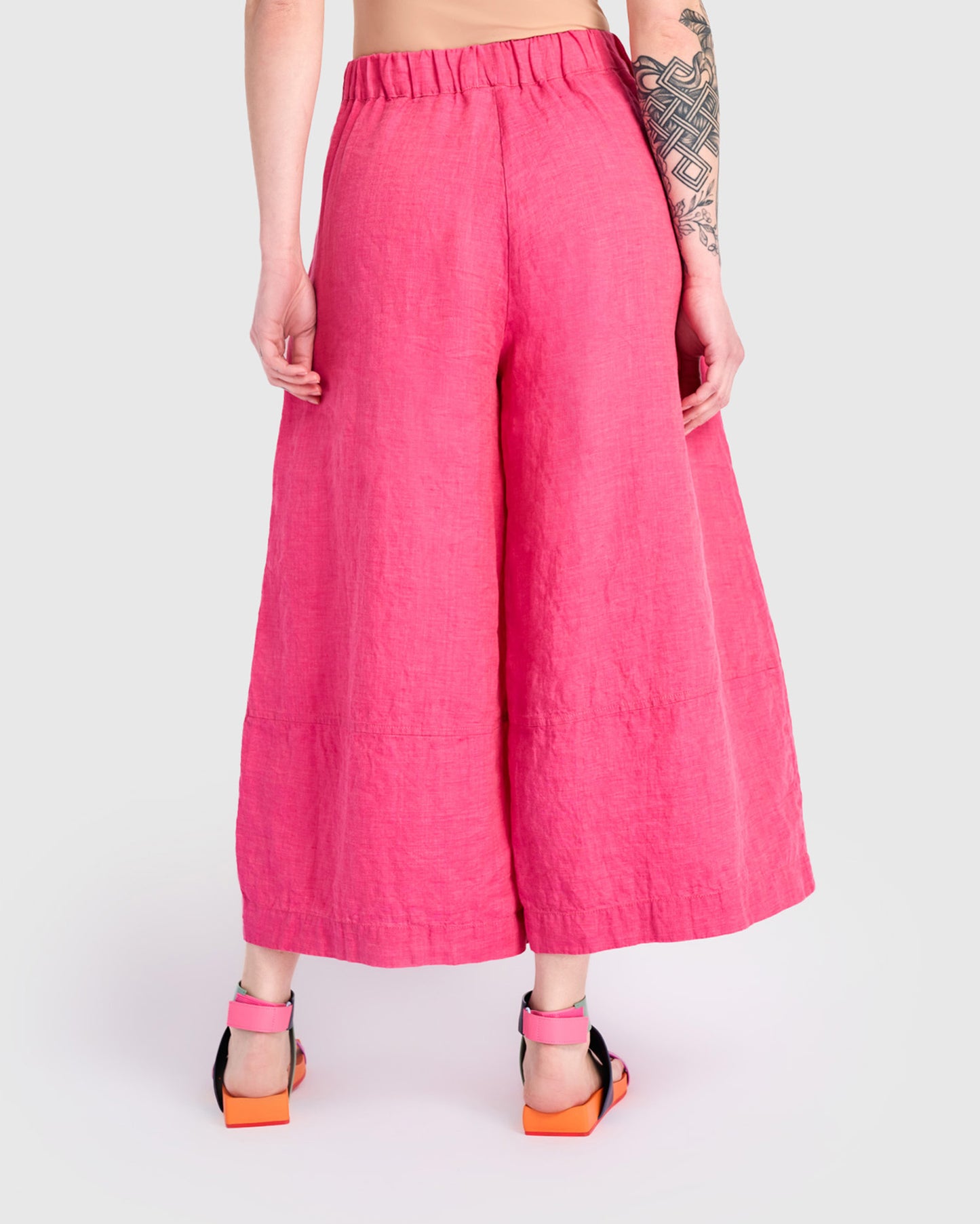 מכנסי פשתן חלקים ורוד