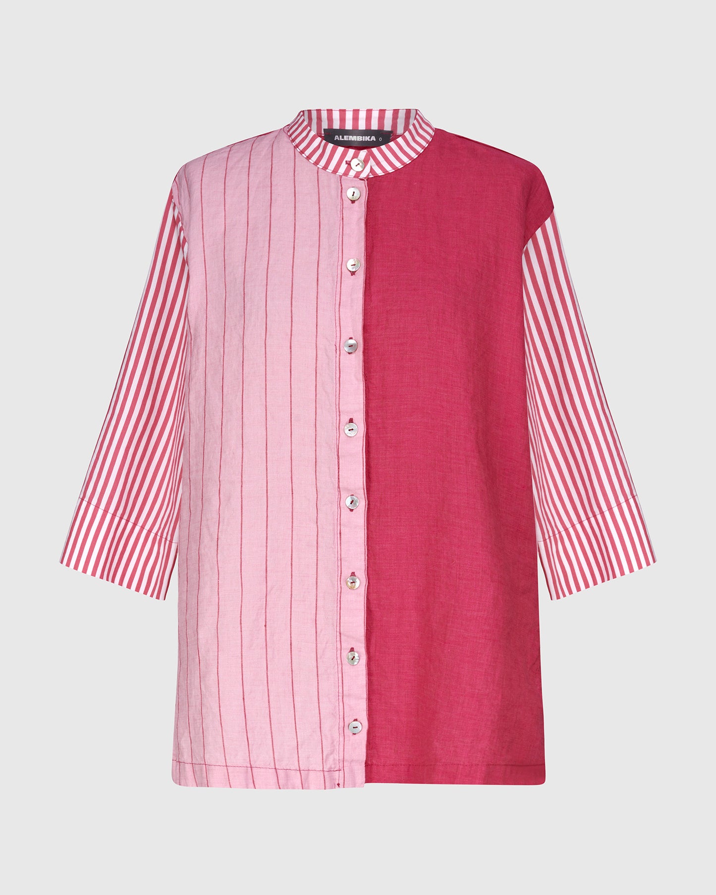 חולצה כפרה מיקס פשתן ורודה