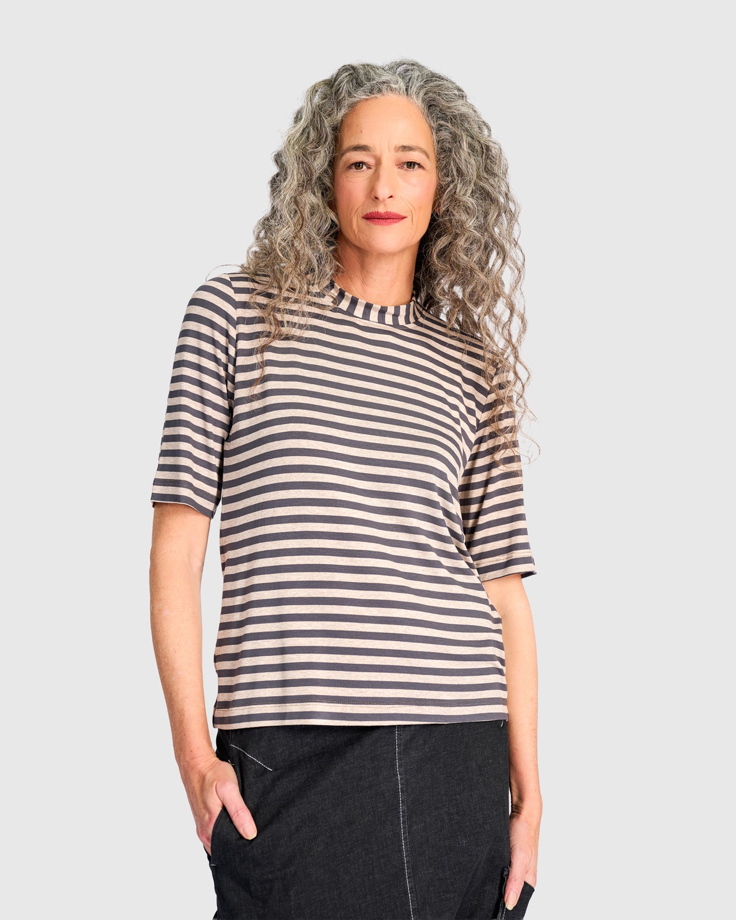 טישירט חמוד אפור פסים