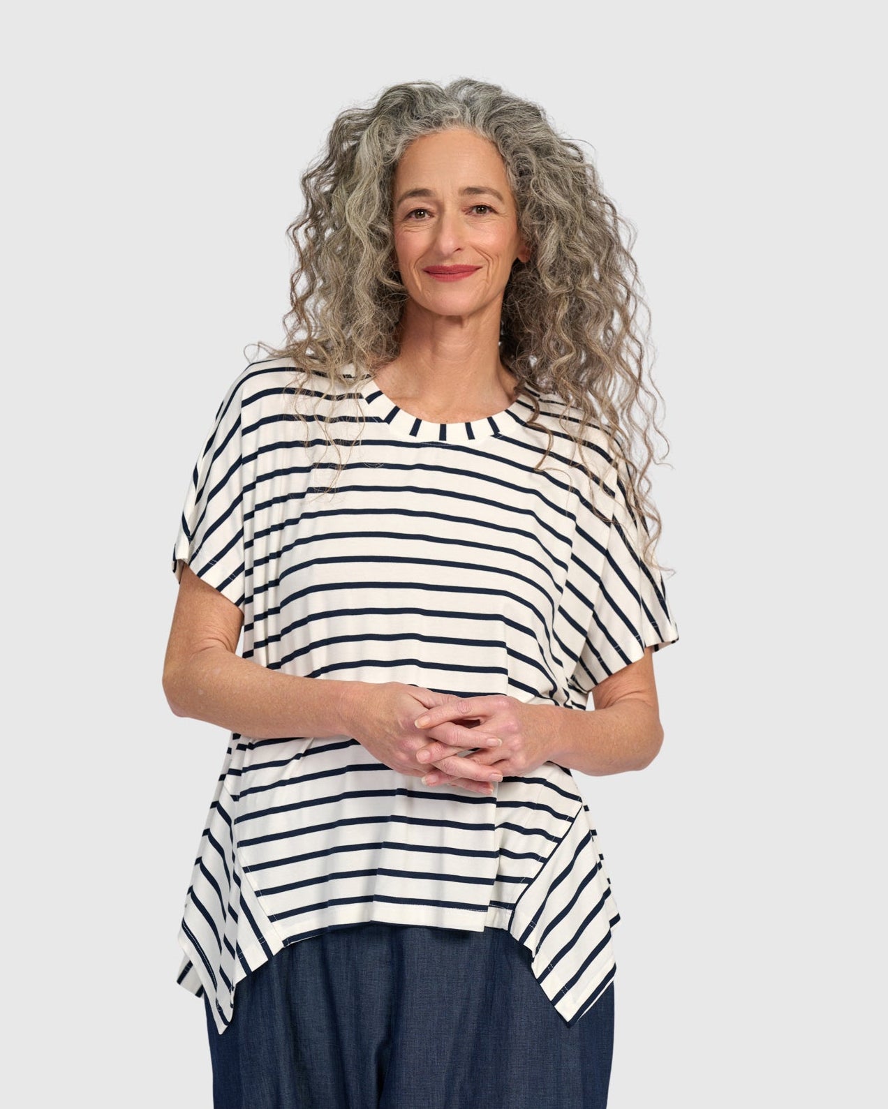 טישירט תלתל פסים נייבי