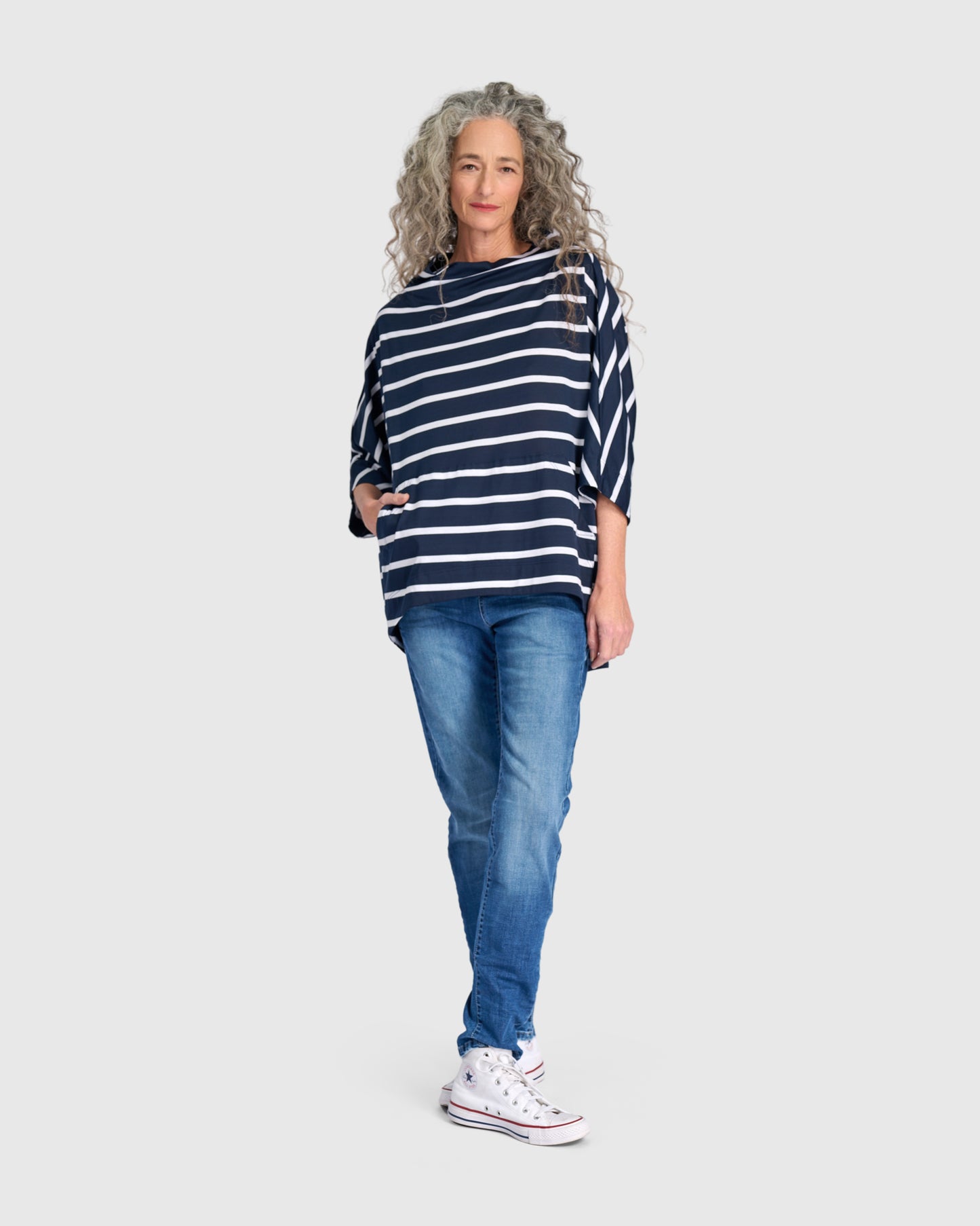 סווטשירט קייצי כחול פסים