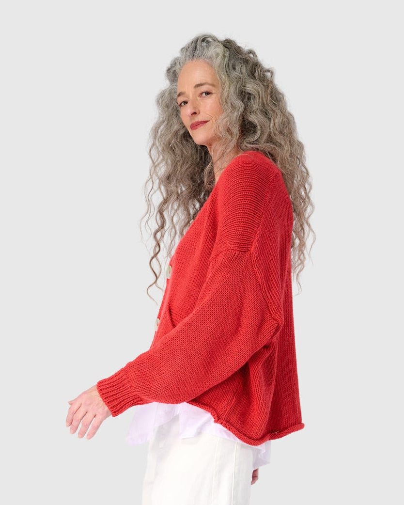 סריג כותנה קרדיגן קורל