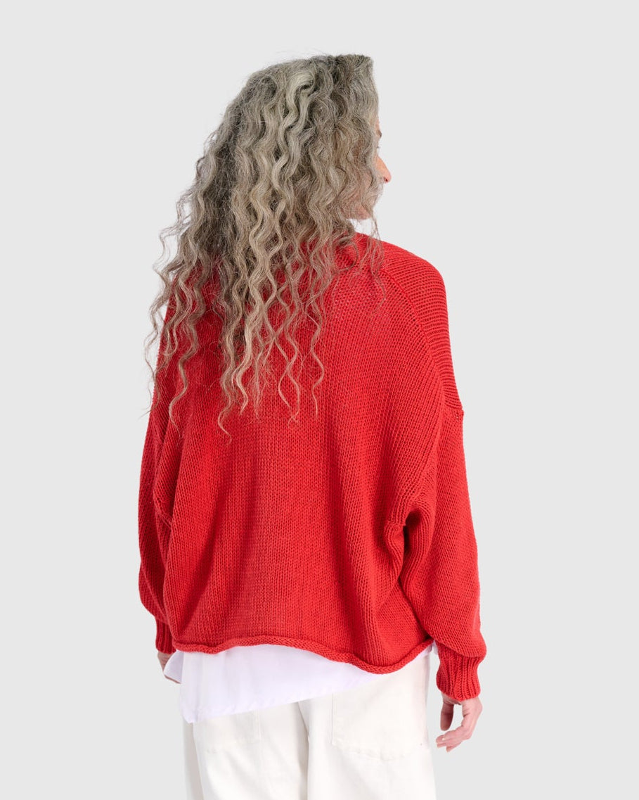 סריג כותנה קרדיגן קורל