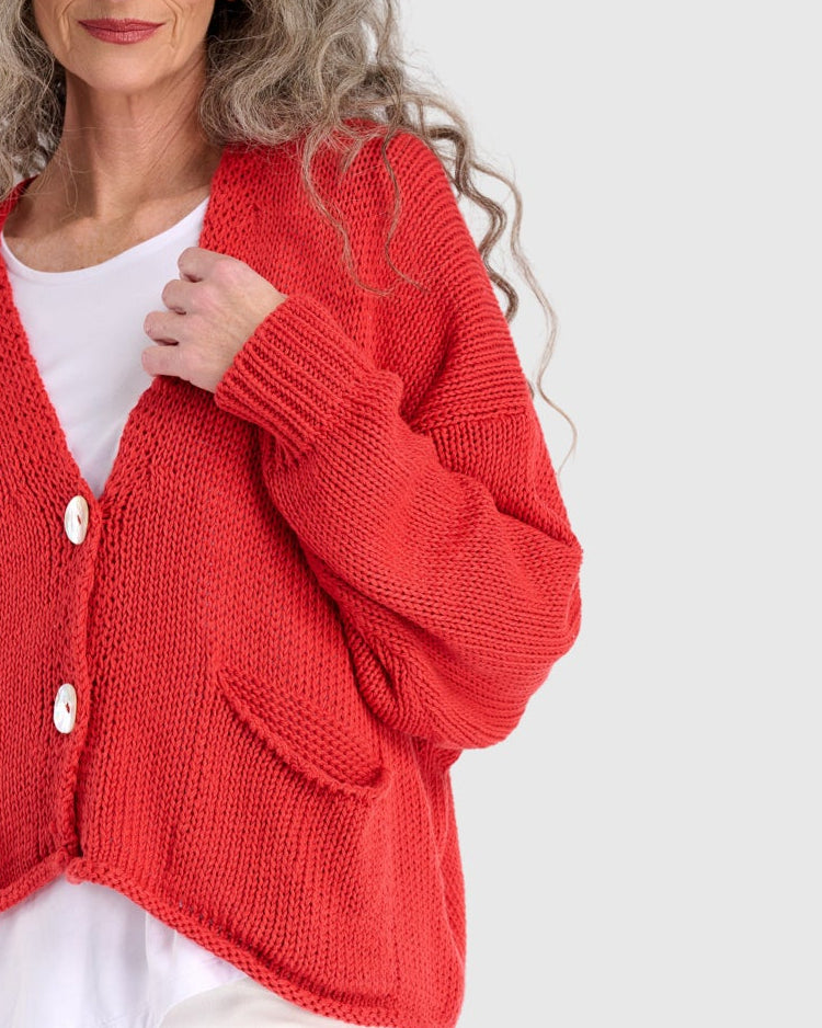 סריג כותנה קרדיגן קורל