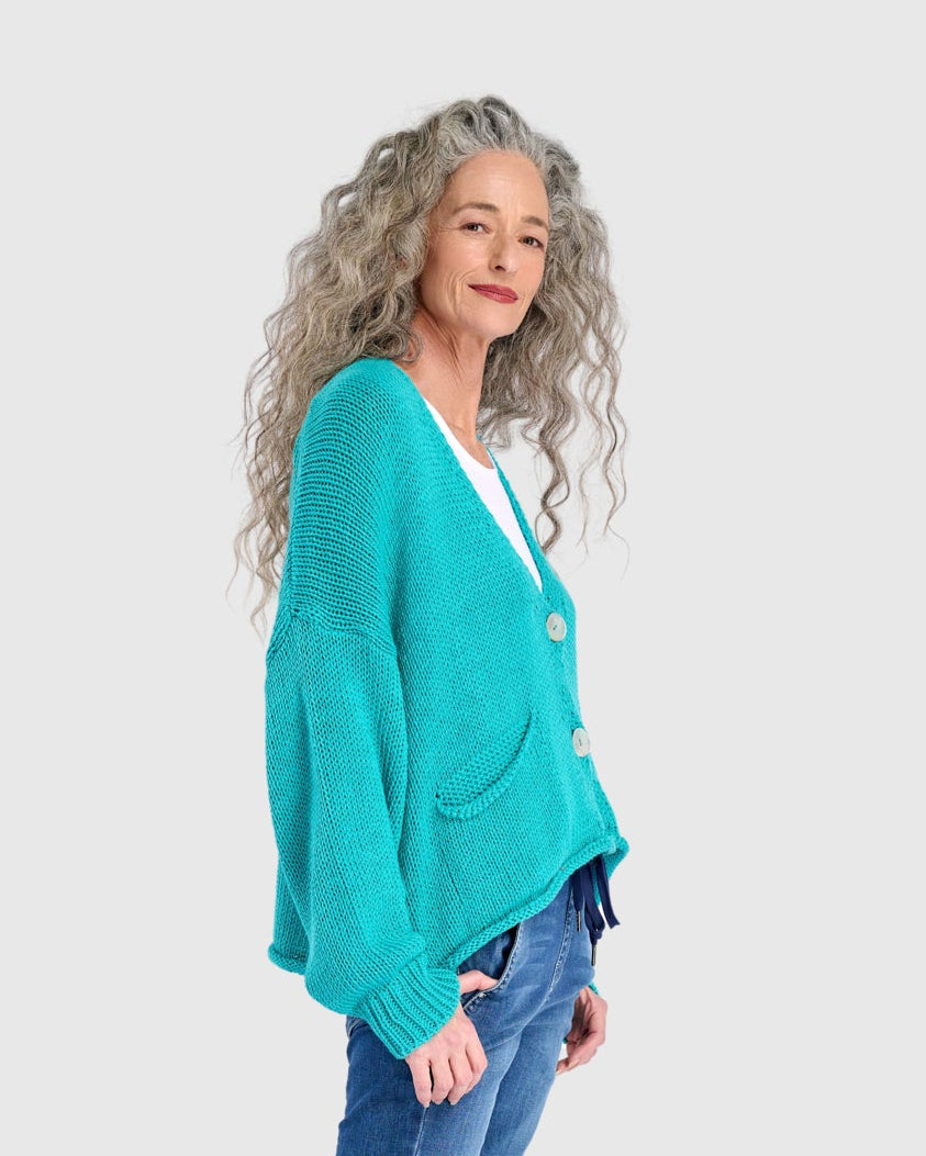 סריג כותנה קרדיגן טורקיז
