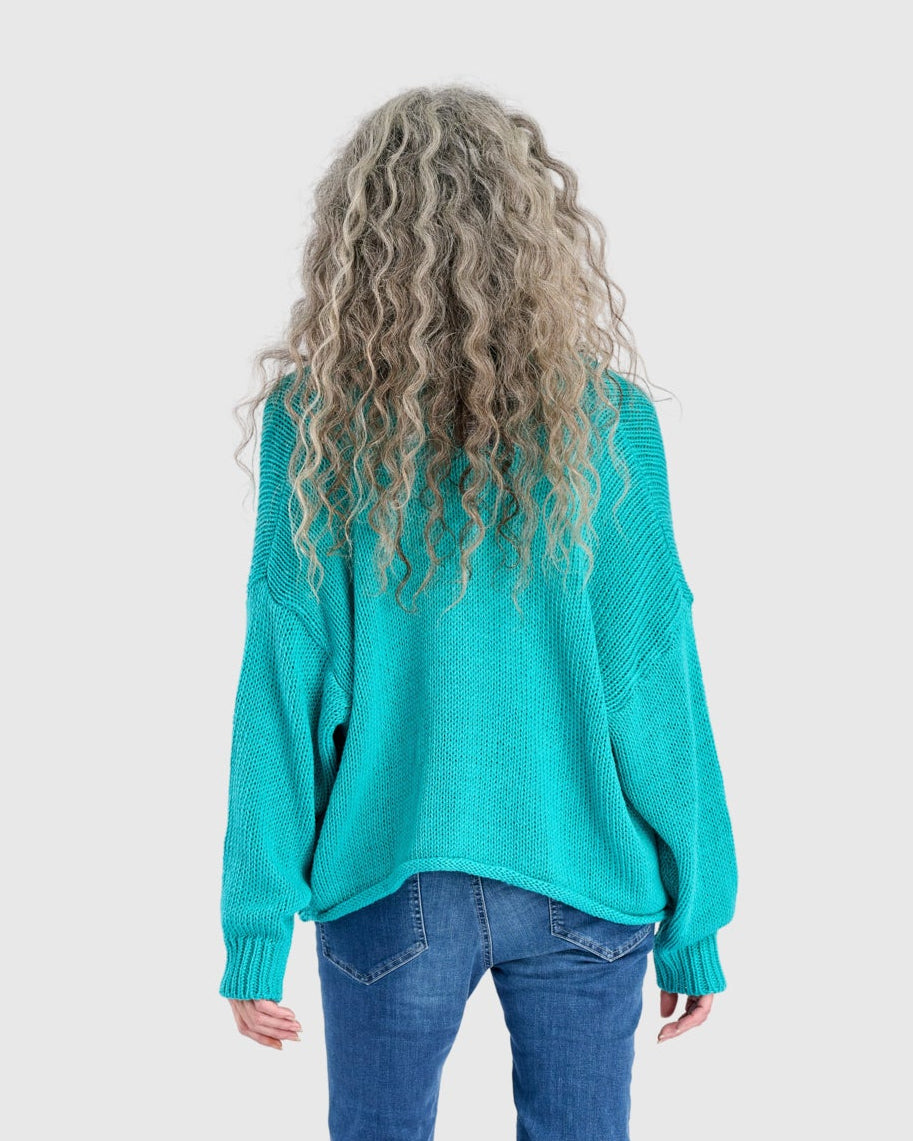 סריג כותנה קרדיגן טורקיז