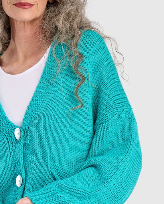 סריג כותנה קרדיגן טורקיז