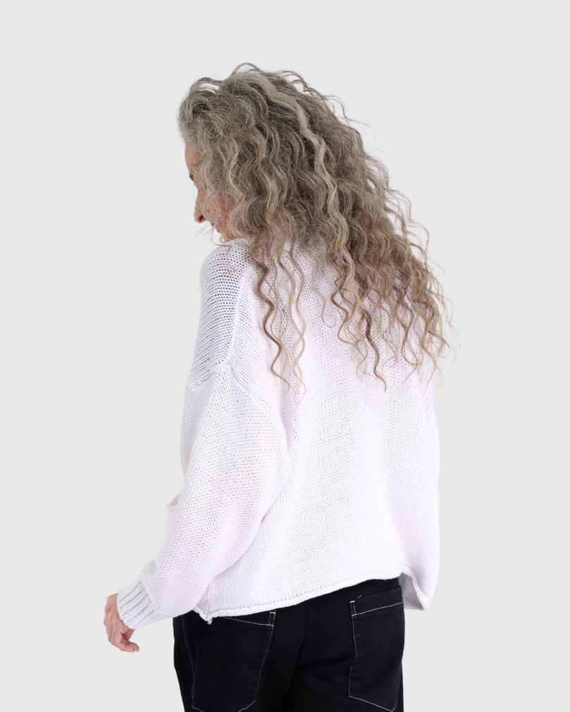 סריג כותנה קרדיגן לבן