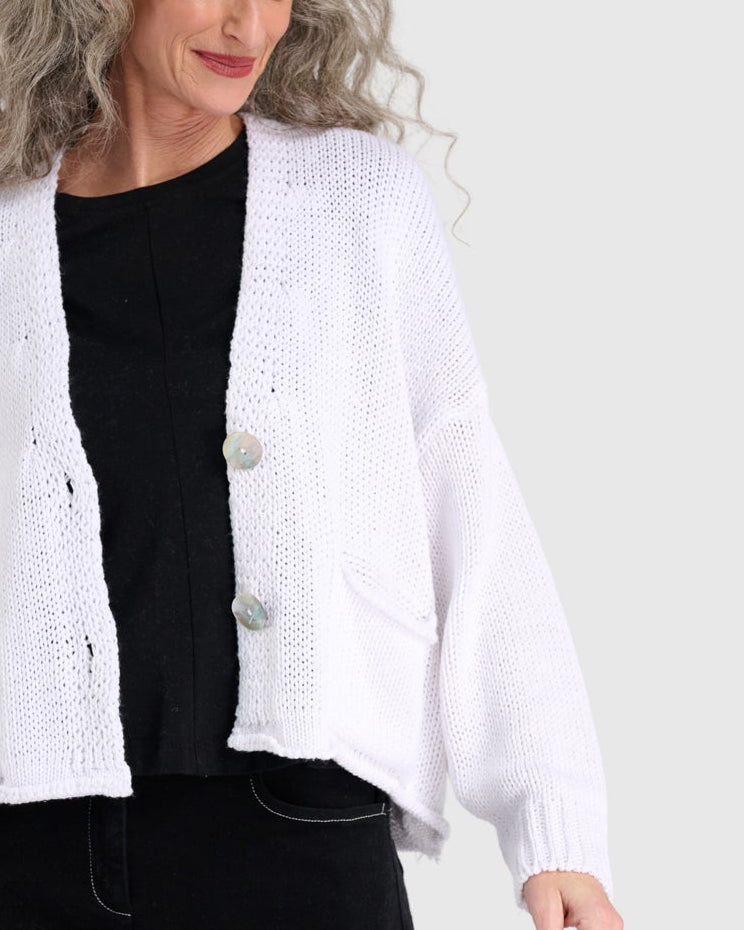 סריג כותנה קרדיגן לבן