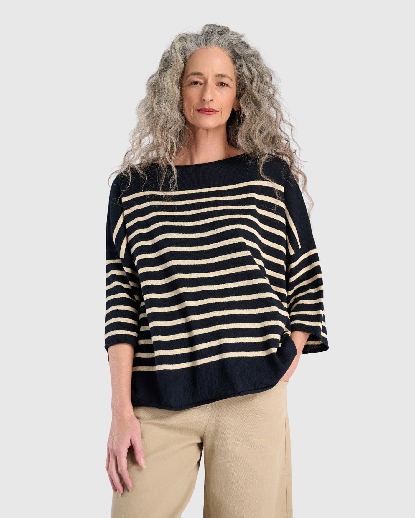 סריג כותנה פס לבן