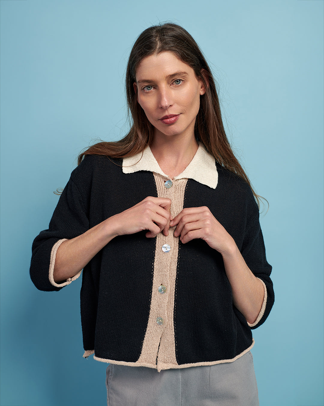 סריג כותנה פולו שחור