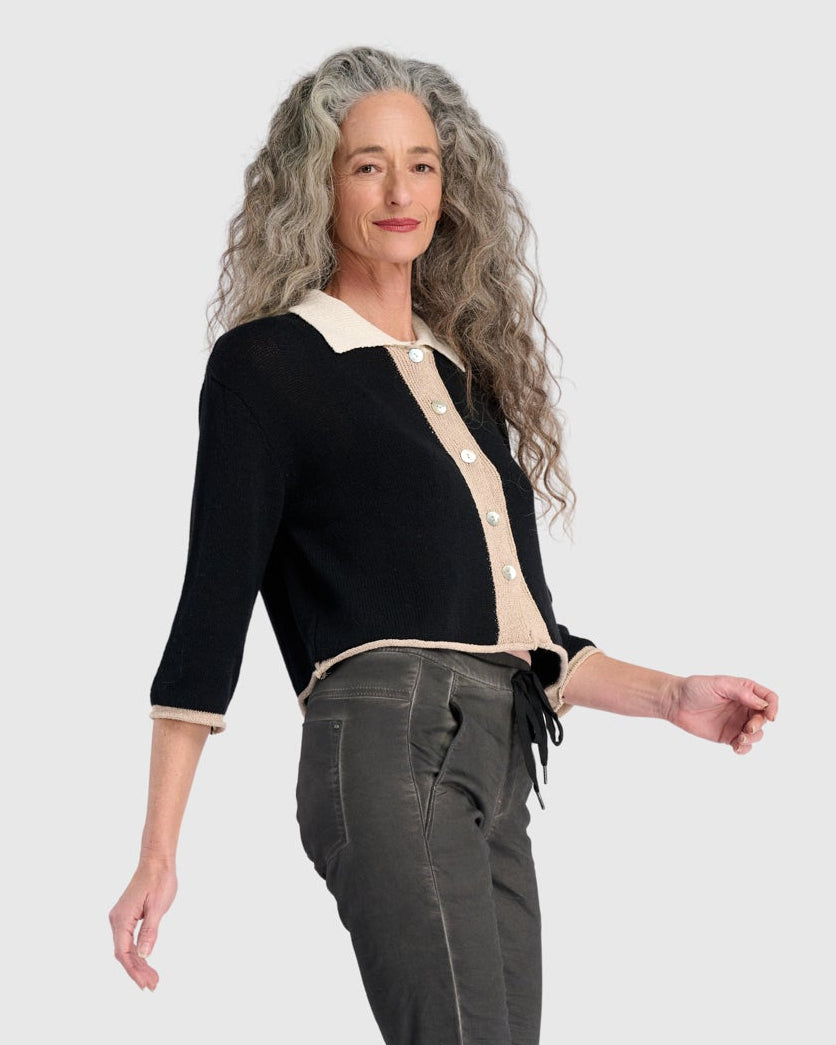 סריג כותנה פולו שחור