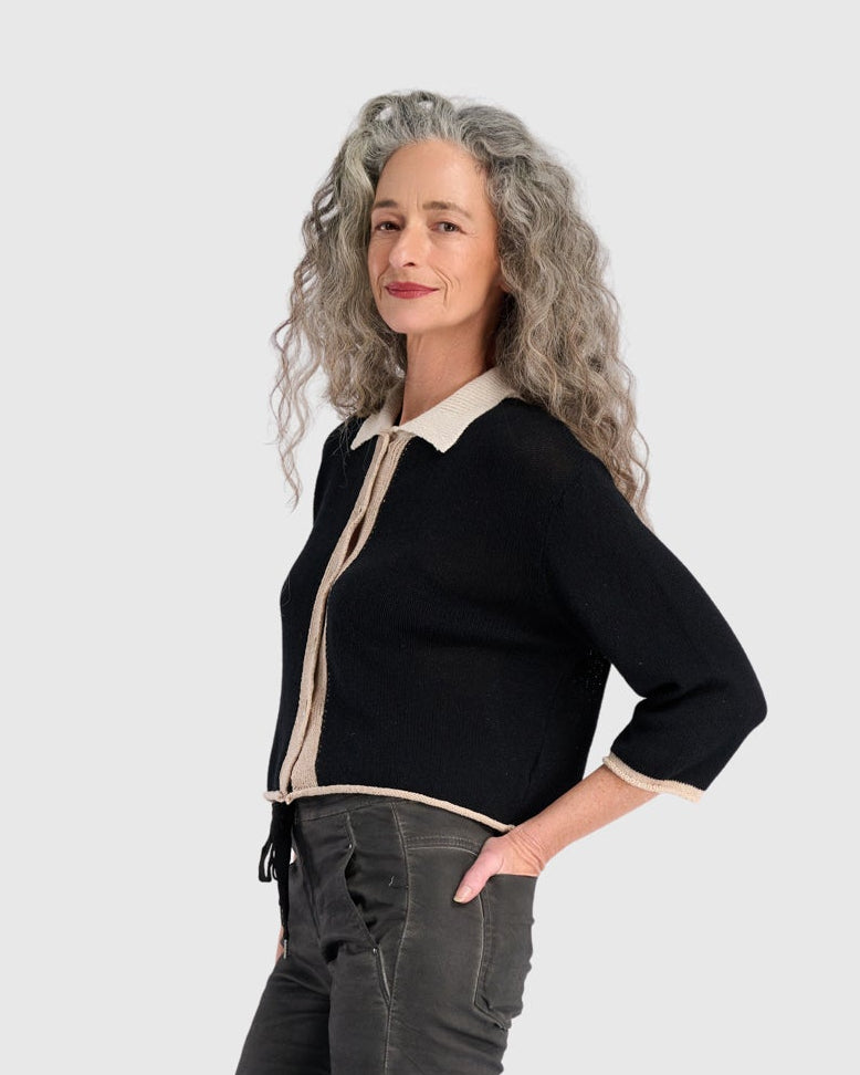 סריג כותנה פולו שחור