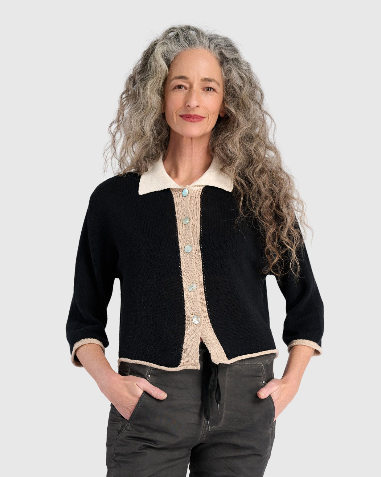 סריג כותנה פולו שחור