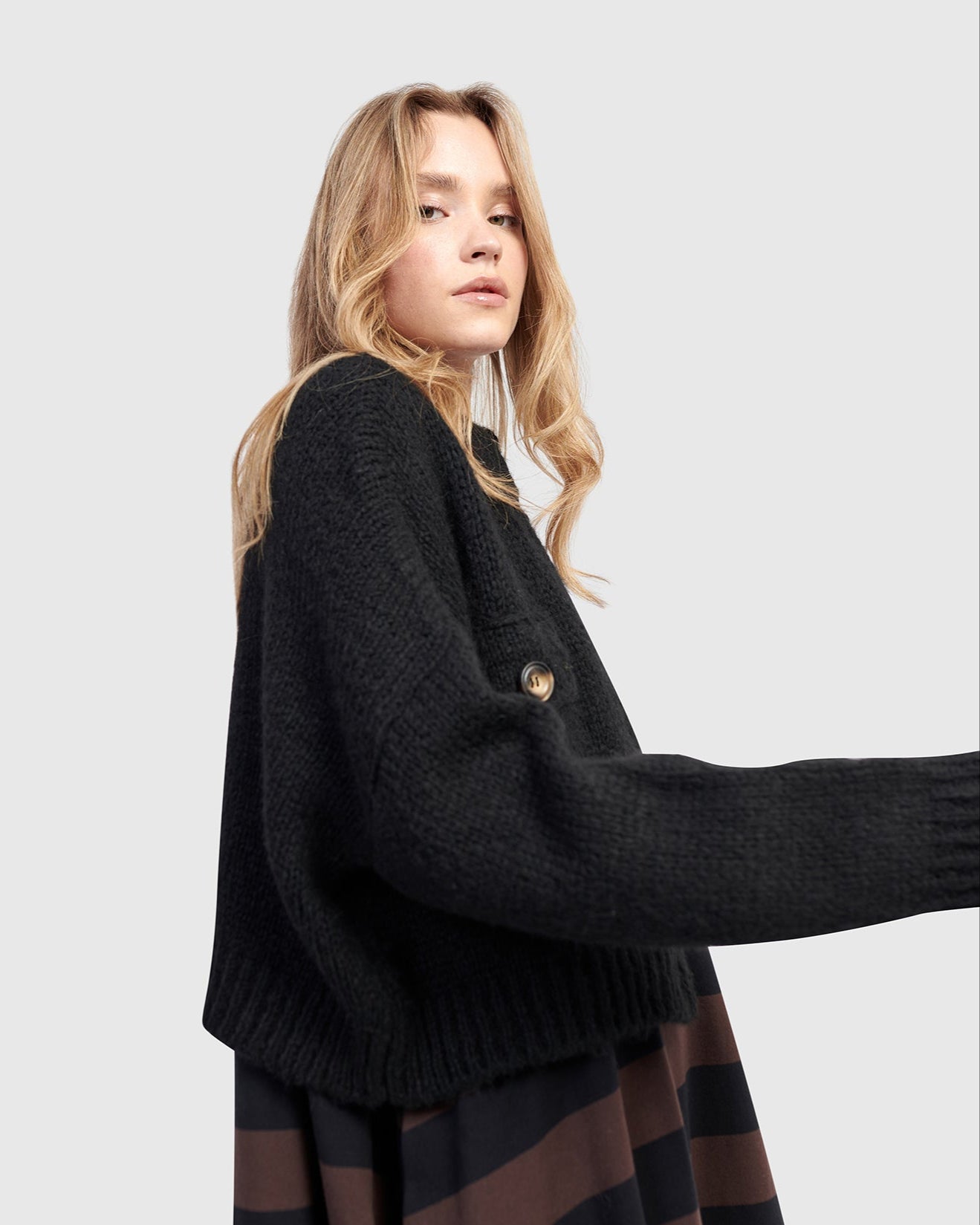 קרדיגן ז'קט כיסים שחור