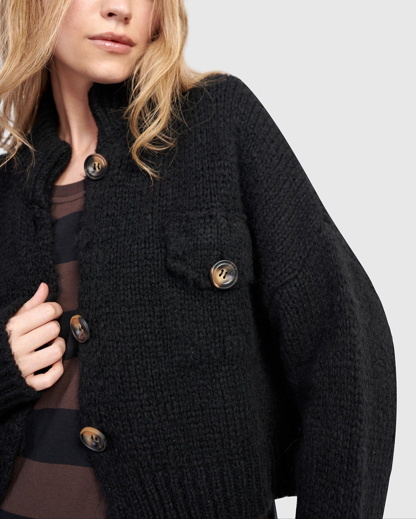 קרדיגן ז'קט כיסים שחור