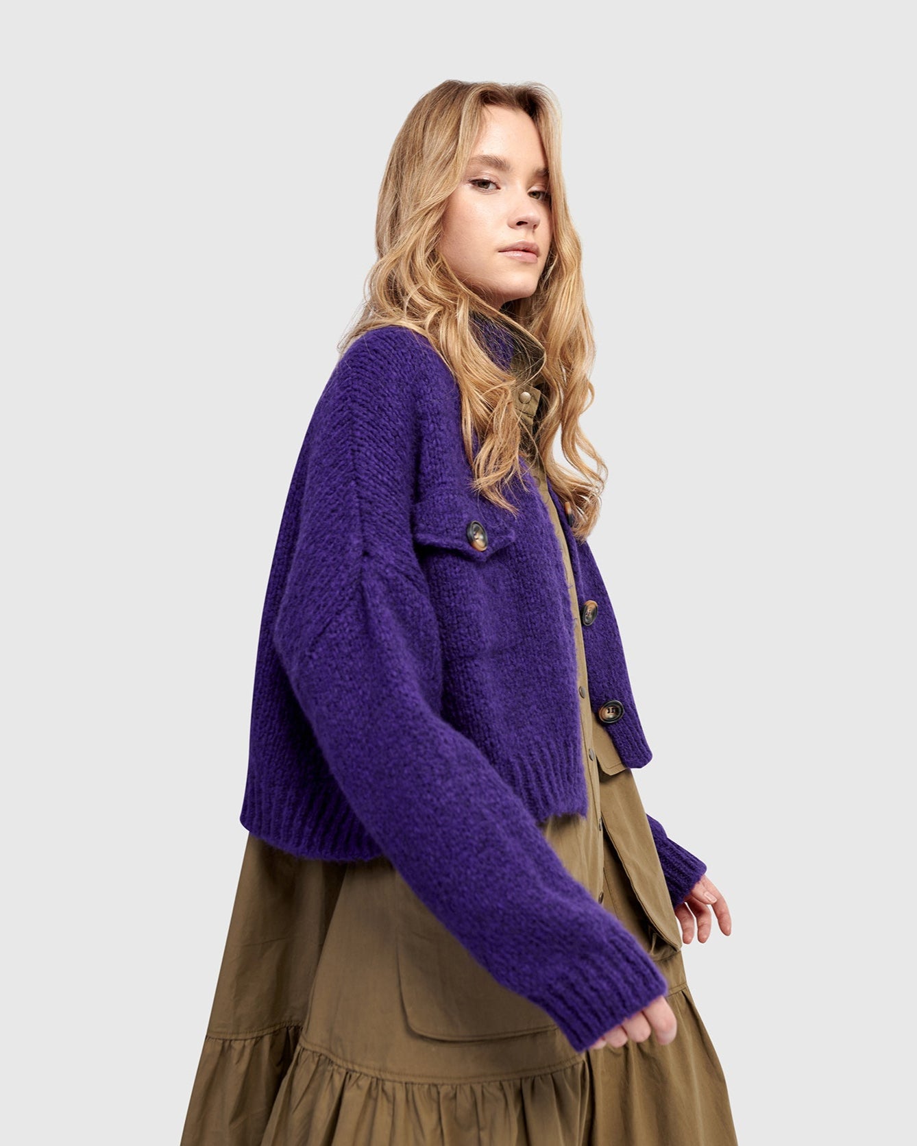 קרדיגן ז'קט כיסים סגלגל