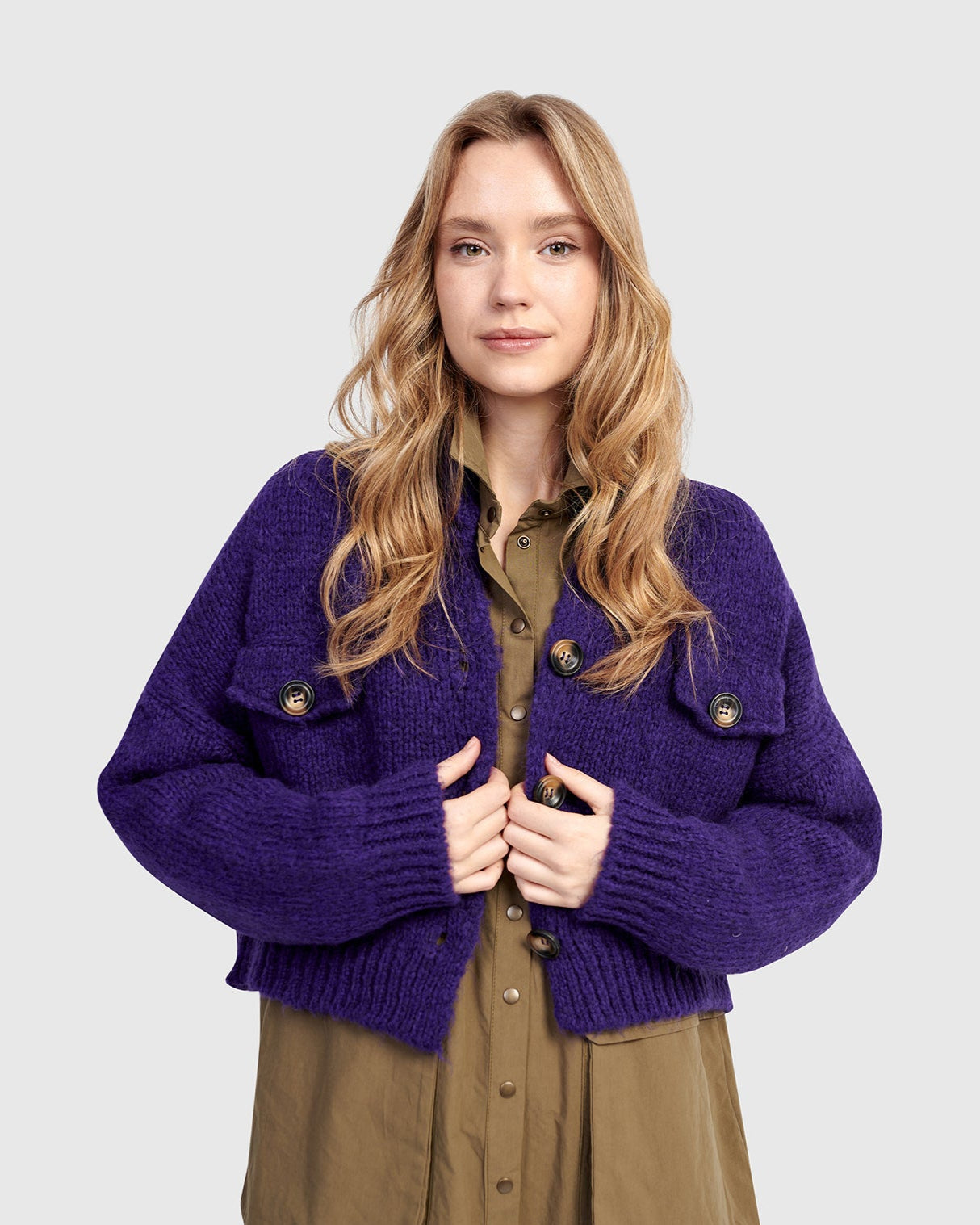 קרדיגן ז'קט כיסים סגלגל