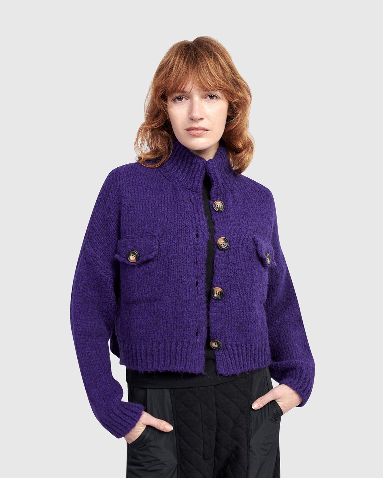 קרדיגן ז'קט כיסים סגלגל