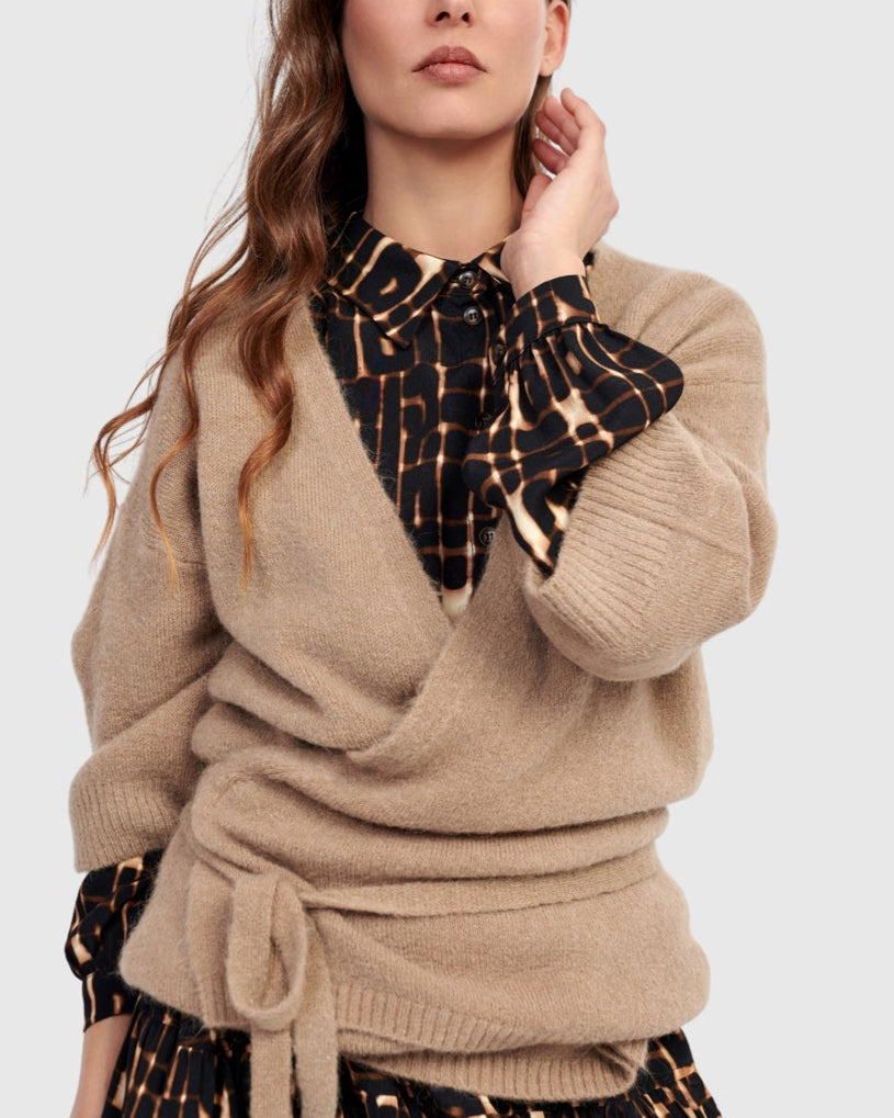 קרדיגן קימונו חול